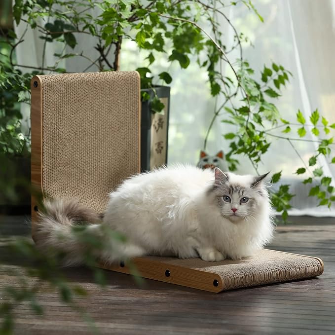 FUKUMARU Cat Scratcher, 26.8 Inch L Shape Cat Scratch Pad Wall Mounted - Image 5