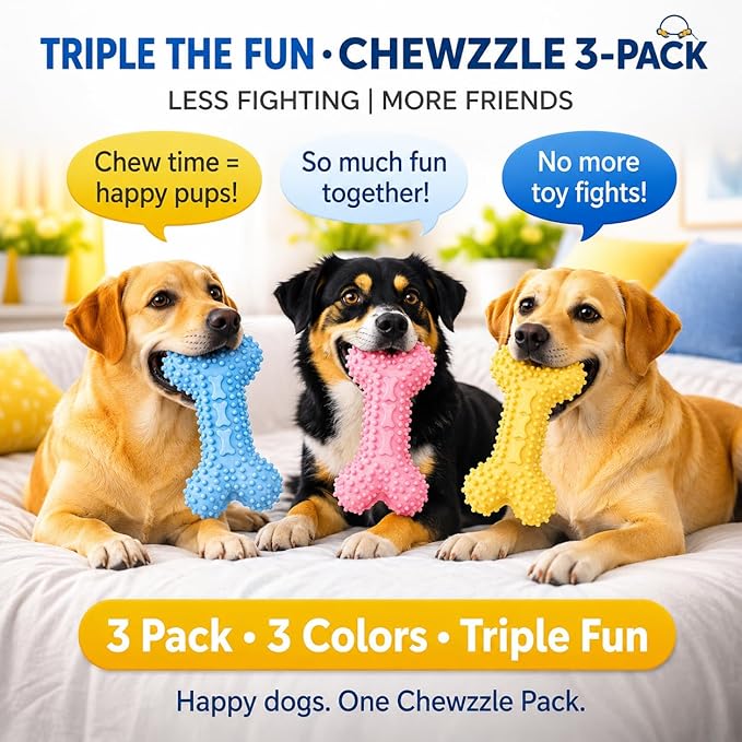 Chewzzle™ 3 Pack Chew Toys for Small Dogs & Puppy Teething Toys | Safe TPR - Image 8