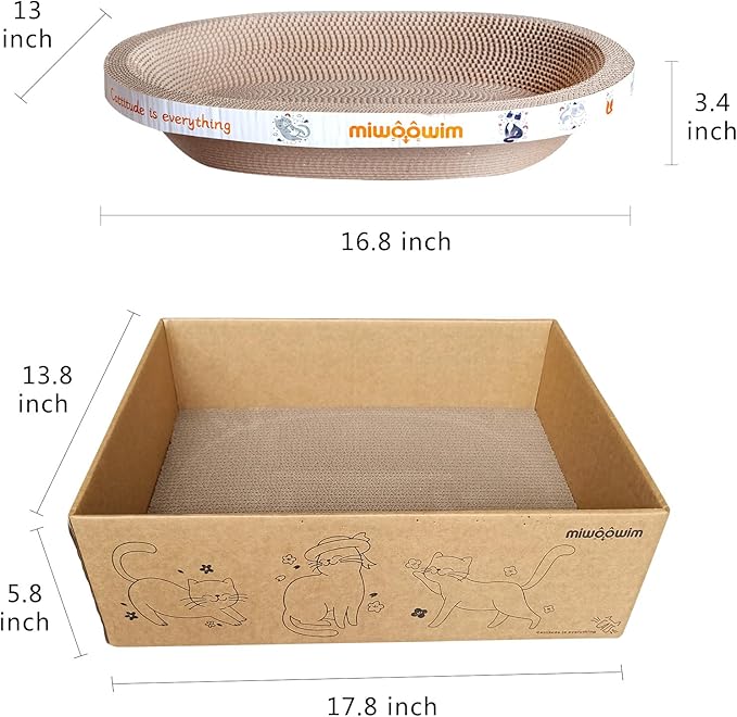 Miwoowim 3PCS 2 Cat Scratcher Bowl +1 Corrugated Scratch Pad - Image 4