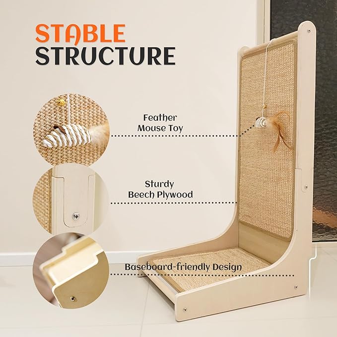 PETKARAY Cat Scratcher, Sisal Cat Scratch Pad, L Shape Scratching Board - Image 4