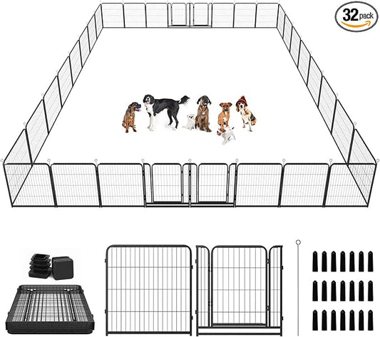 Kfvigoho Dog Playpen Outdoor Extra Wide 32 Piece Panels Heavy Duty Dog Fence by Committedtobetterpetlife