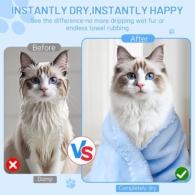 DuckSky 5Pcs 29.5 x 13.77'' Cat Towels Microfiber Pack Bulk, Quick Drying - Image 7