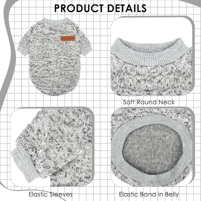 2 Pack Dog Sweaters for Small Dogs Girl Boy Winter Fleece Clothes Warm Soft Dog - Image 3