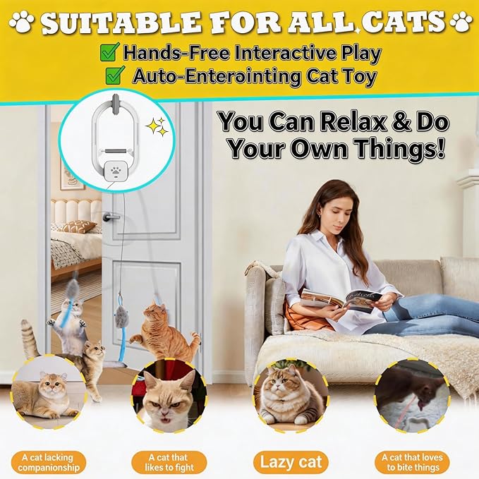 Interactive Cat Toy, Rechargeable Electric Cat Teaser, Hanging Door cat Toy - Image 6