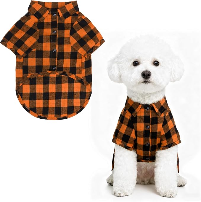 PUPTECK Plaid Fall Dog Shirt, Cute Puppy Cat Polo T-Shirt, Soft Pet Clothes Boy by PUPTECK