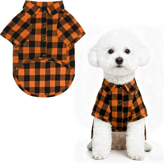 PUPTECK Plaid Fall Dog Shirt, Cute Puppy Cat Polo T-Shirt, Soft Pet Clothes Boy by PUPTECK