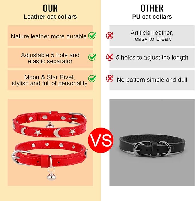CHUKCHI Leather Cat Collars for Boy Girl Cats - Image 5