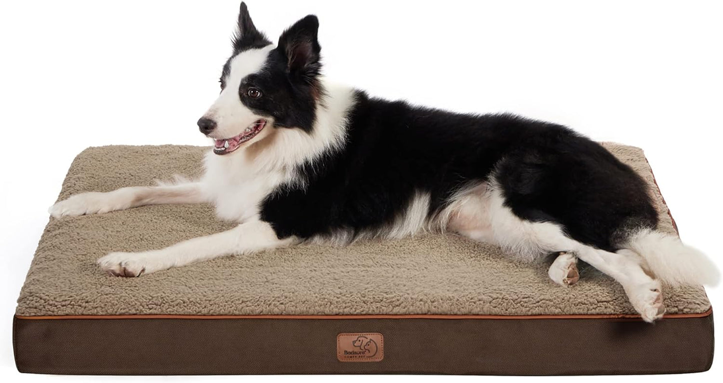 Bedsure Dog Beds Large Sized Dog - Orthopedic Flat Pet Beds with Removable Washable Cover, Egg Crate Foam Puppy Mat, Suitable for Pet Up to 65 lbs