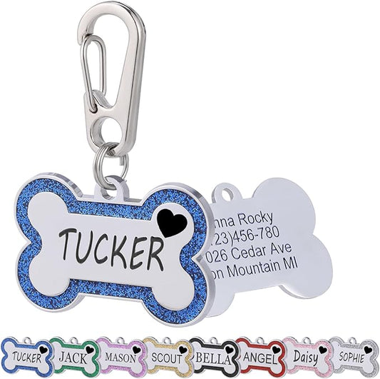 Personalized Dog Tags for Pets Deep Engraved Text and Cute Heart Icons by Aimeng
