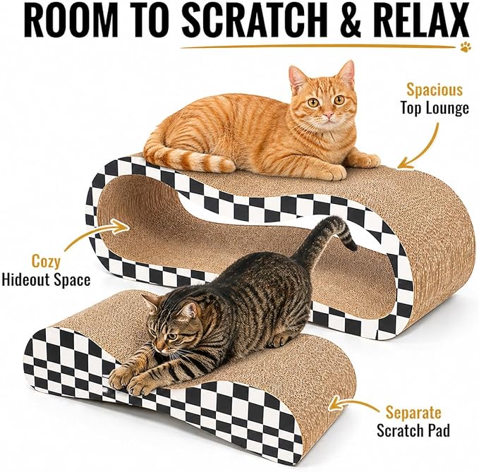 2 in 1 Large Cardboard Cat Scratcher Lounger, Cat Scratching Board - Image 4