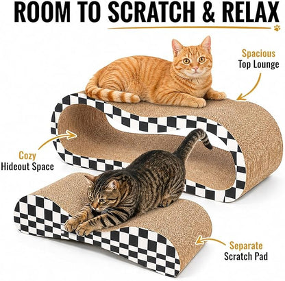 2 in 1 Large Cardboard Cat Scratcher Lounger, Cat Scratching Board - Image 4