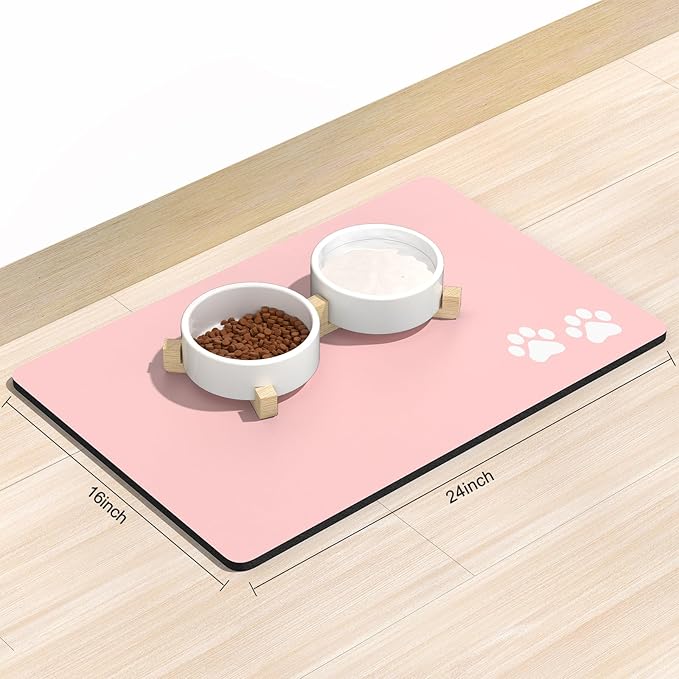 Rnivvi Dog Food Mat, Cute Anti-Slip Rubber Pet Feeding Rug Protect Floors - Image 2