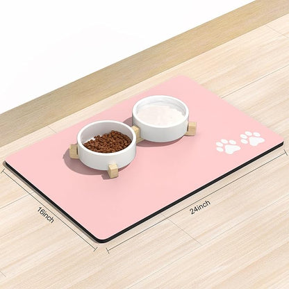 Rnivvi Dog Food Mat, Cute Anti-Slip Rubber Pet Feeding Rug Protect Floors - Image 2