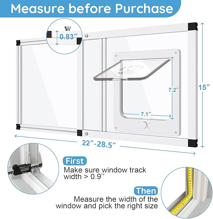 Sliding Cat Door for Window, Fits 22"-28.5" Width Window, 1-Min Install | - Image 4