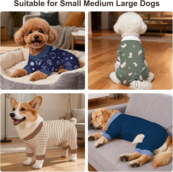 Bienbee Dog Pajamas, 4 Pack Dog Recovery Suit Shedding Suit Cute Soft Puppy - Image 3