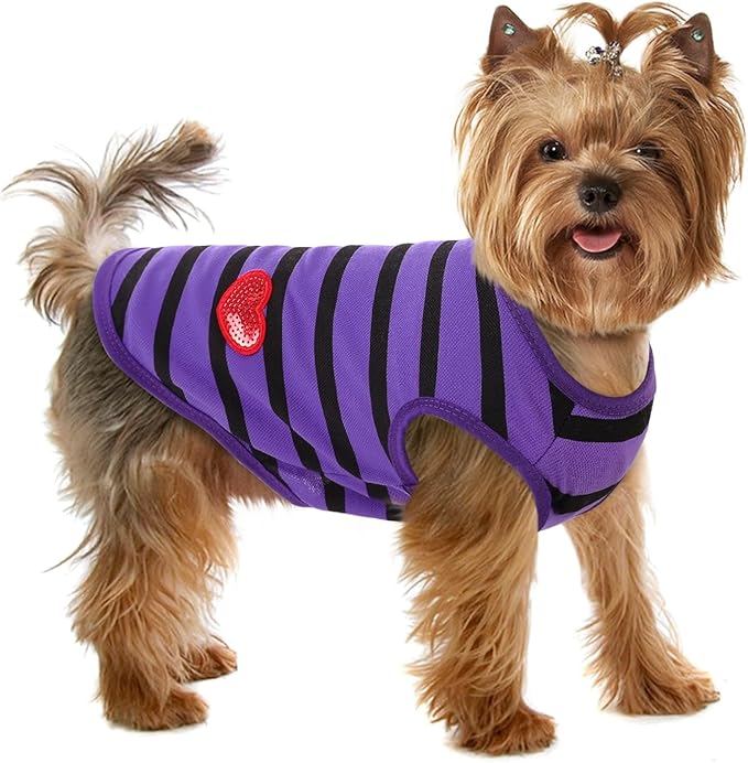 Dog Shirts for Small Dogs, Striped T-Shirts Pets Vest Pet Apparel Tee Shirts by PREFERHOUSE