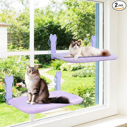 2 Pack Cat Window Perch, Cat Window Hammock Cordless Foldable Window Bed by Turbosus