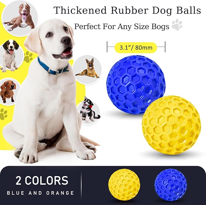 2 Pack Indestructible Squeaky Dog Balls - Image 2
