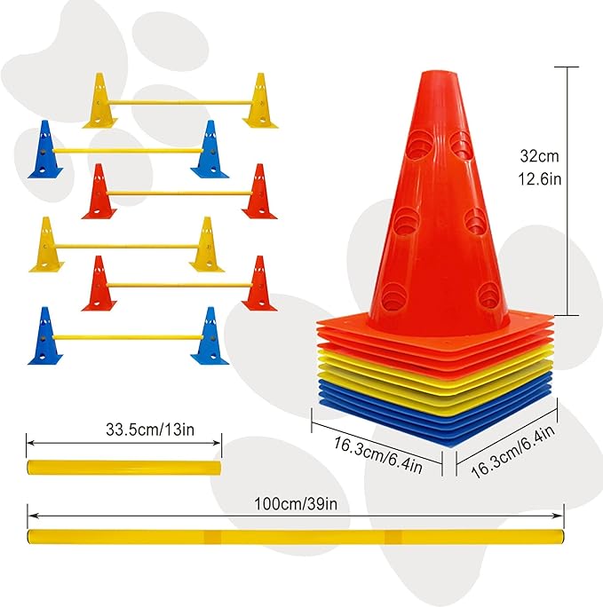 Dog Agility Hurdle Cone Set, Dog Agility Backyard Set Include Height cossbar - Image 6