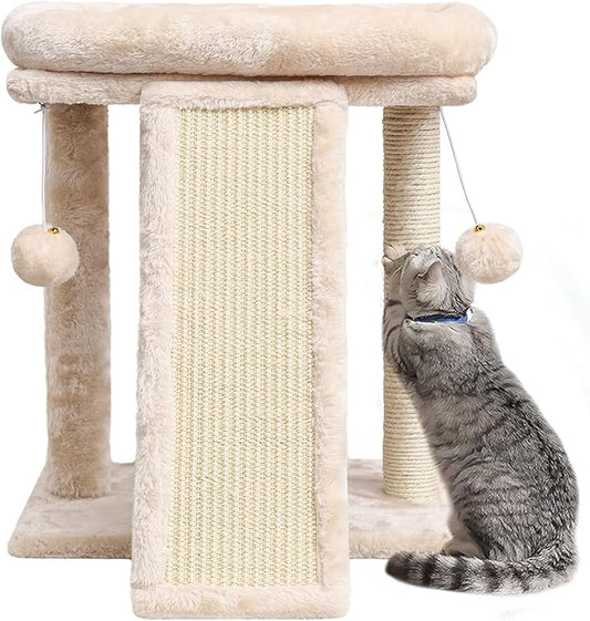 SYANDLVY Small Cat Tree with Scratching Post, Cat Scratching Board with Perch by SYANDLVY