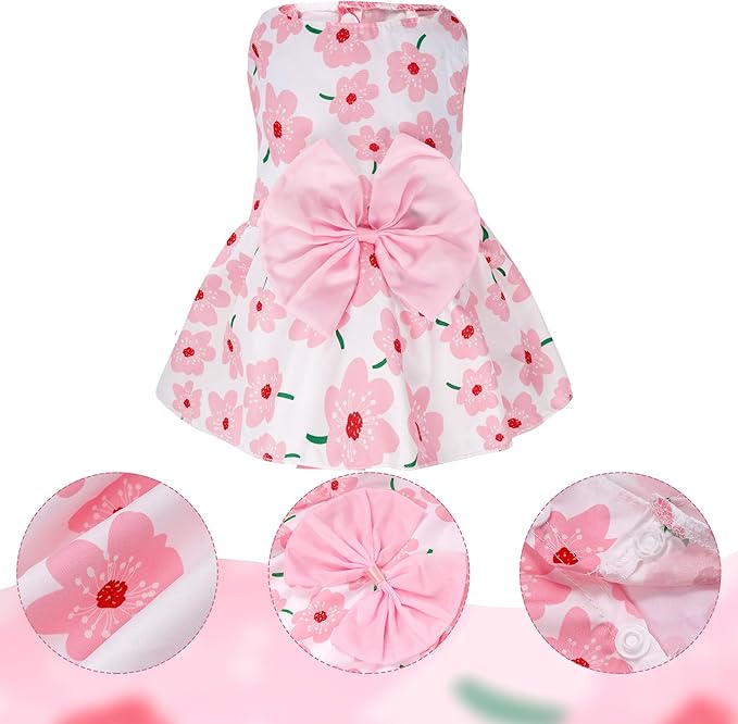choyaxo Floral Dog Dress Cute Dog Skirt Pet Dress Summer Pet Clothes - Image 2
