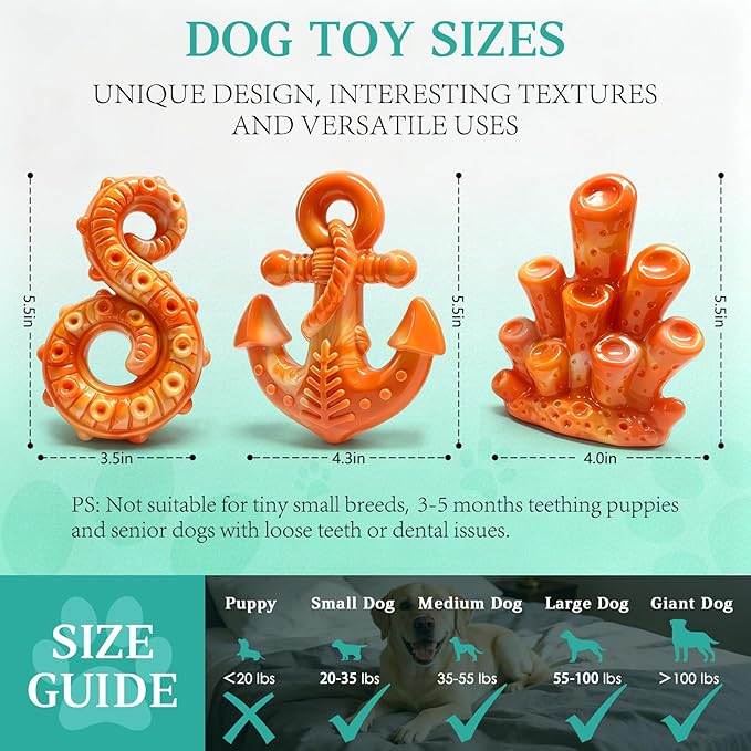 Fuufome Dog Chew Toys for Aggressive Chewers, 3 Pack Tough Nylon Dog Toys for - Image 6
