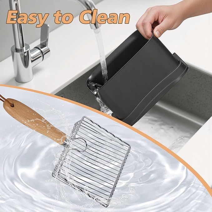 Metal Cat Litter Scoop with Holder, Poop Scooper with Stand&2 Rolls of Garbage - Image 7