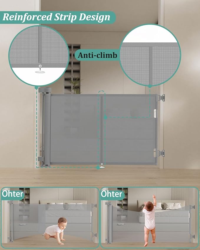 Miumoon 59 inch Retractable Baby Gates 34 inch Tall, Retractable Gate - Image 2
