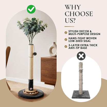 35 Inch Cat Scratching Post, Eucalyptus Sisal Rope Cat Tree Tower - Image 7