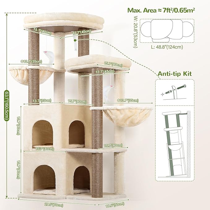 Globlazer Cat Tree Tower for Indoor Cats, Sturdy Adult Cat Tree House for Large - Image 6