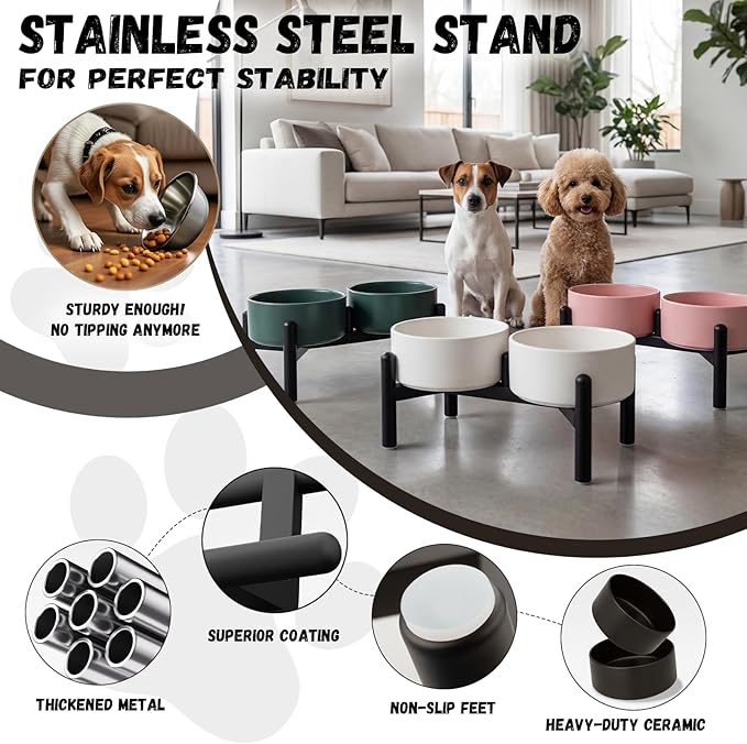 Raised Ceramic Dog Bowl Set - Image 3