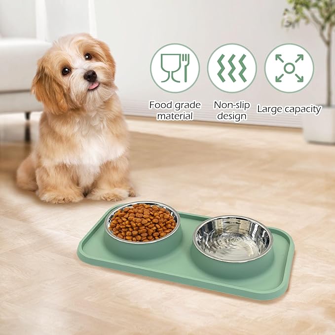 BNOSDM Double Dog Food Bowls Stainless Steel Dog Food and Water Bowls - Image 7
