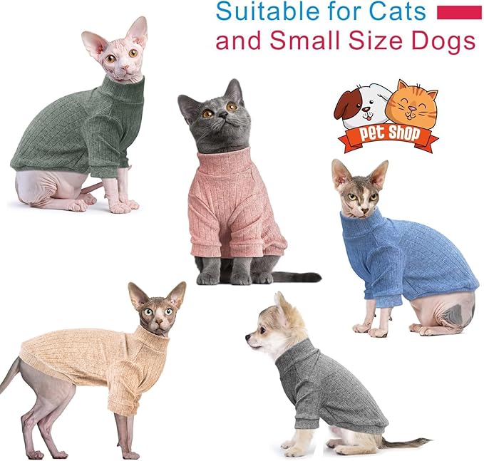 Idepet Sphynx Hairless Cats Sweater Shirt Kitten Soft Puppy Clothes Pullover - Image 2