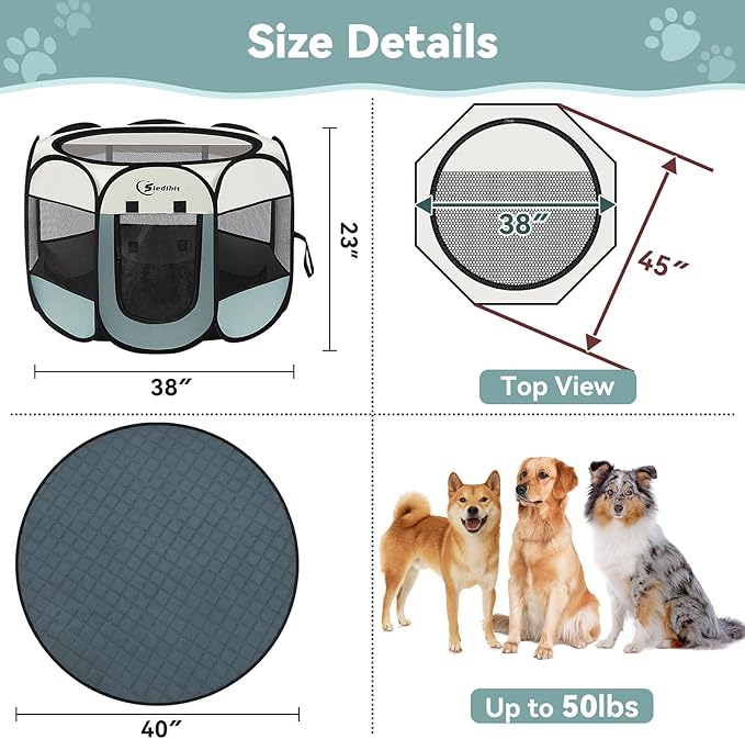Siedihit Puppy Playpen for Large Dog Cat, Dogs Tent Crate Cage Indoor/Outdoor - Image 7