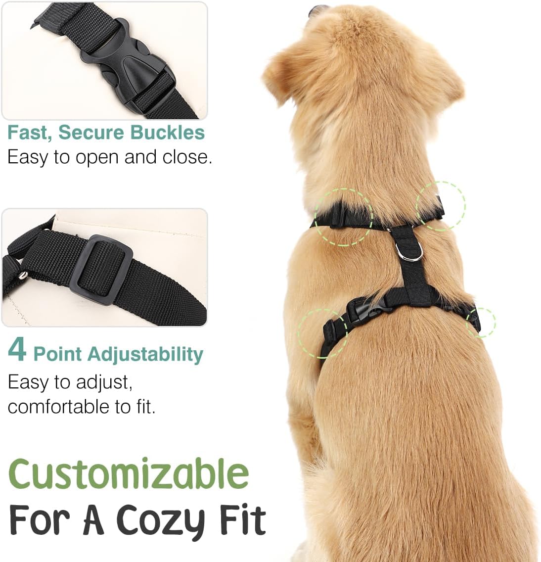 Dog Seat Belt, Safety Vest Dog Car Harness with Adjustable Buckle Dog Seat Belt for Vehicle Nylon Pet Safety Seat Belts Heavy Duty(L, Blue)