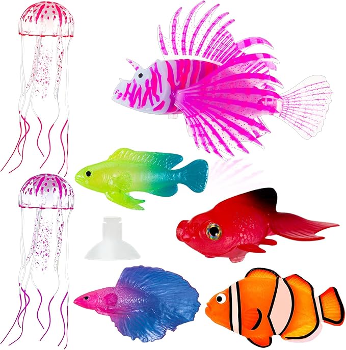 Weewooday 7 Pieces Artificial Fish Colorful Fake Fish Glowing Effect Aquarium by Weewooday