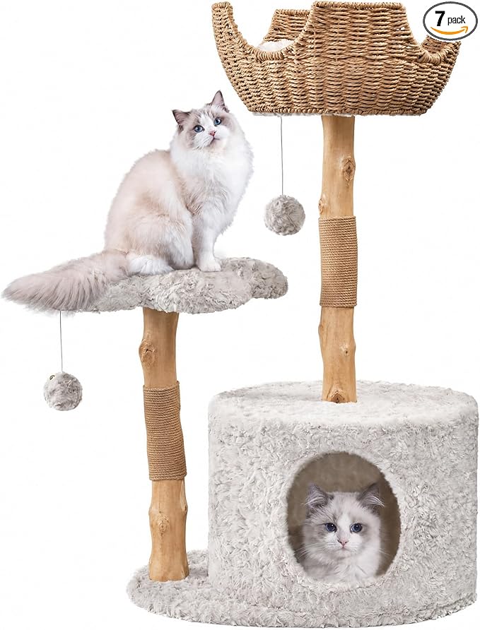Easyego Modern Cat Tree, 39.9" Aesthetic Wood Cat Tree Tower by Easyego