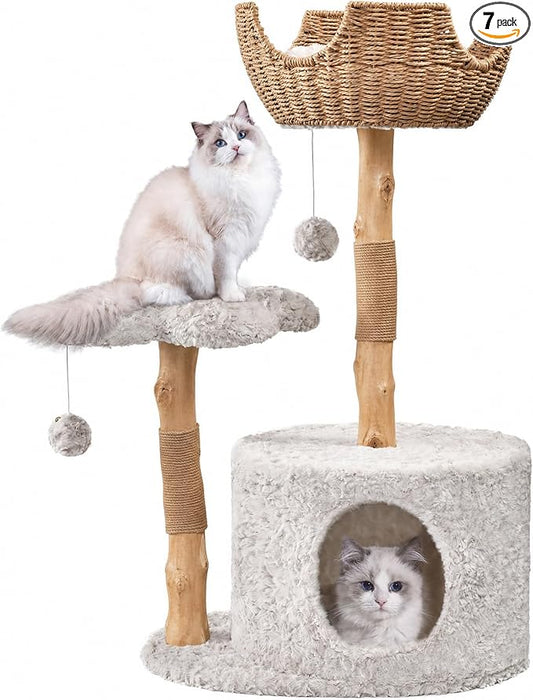 Easyego Modern Cat Tree, 39.9" Aesthetic Wood Cat Tree Tower by Easyego