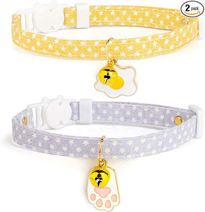 2 Pack Cotton Breakaway Cat Collar by Liugjiau