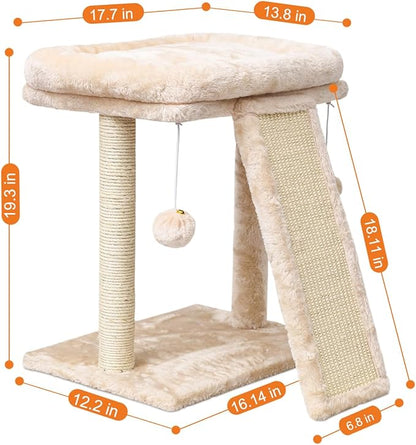 SYANDLVY Small Cat Tree with Scratching Post, Cat Scratching Board with Perch - Image 2