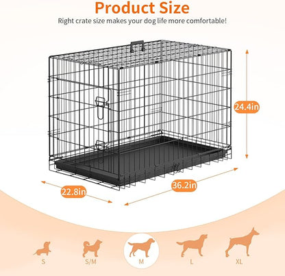 FDW Dog Crate 36-Inch Dog Cage Single Door Foldable Metal Kennel - Image 6