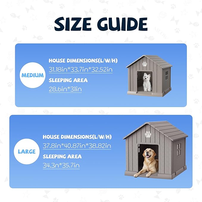 VIXZEN Dog House Outdoor, 31 Inches Weatherproof Resin Dog House Indoor Large - Image 4