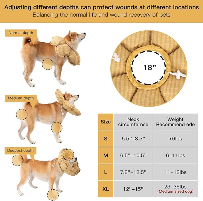H HIDREAM Soft Dog Cones for Medium Dogs, Cute Adjustable Cone for Dogs to Stop - Image 2