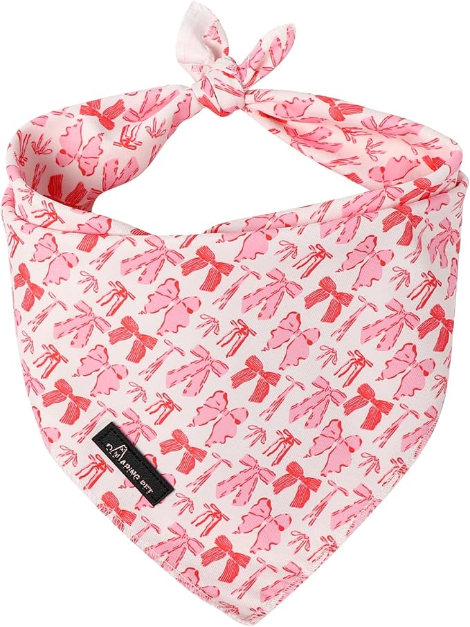 ARING PET Girl Dog Bandana, Cute Pink Bow Pet Bandanas Scarf Triangle Bibs by ARINGPET