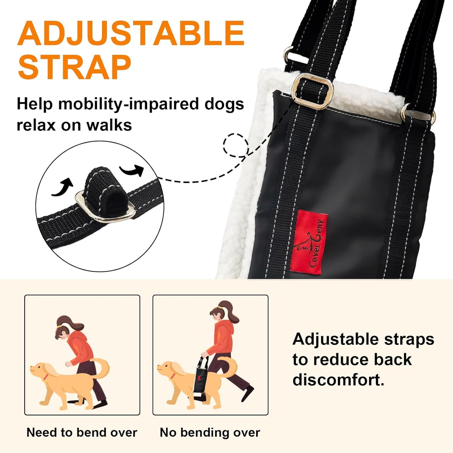 Leather Dog Lift Harness for Small Dogs,Doggie Walking Sling,Puppy Belly Support Strap,Pet Assist Harness for Senior,Injured,Disabled Dogs After ACL Surgery S