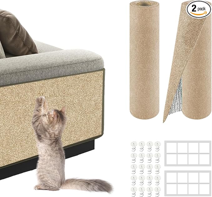 Cat Scratch Mat for Couch, Wall & Cat Tree – 78.7" Trimmable Self-Adhesive Cat by ZLAFM