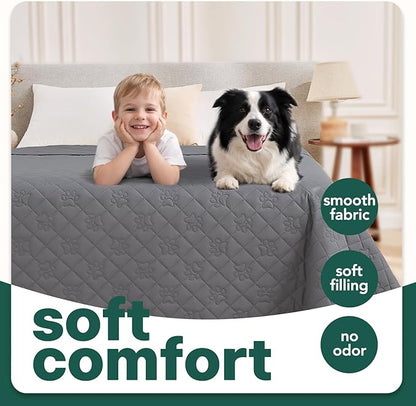 PAWFINITY Waterproof Dog Bed Covers, Pee Proof Pet Blanket, Paw Print Quilted - Image 4