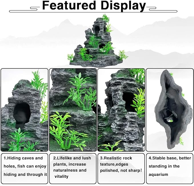 Aquarium Decoration Large and Tall Fish Tank Decor Aquarium Rock Mountain View - Image 3