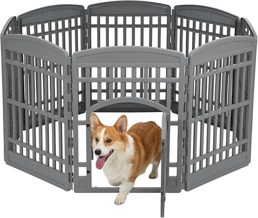 IRIS USA 34" Dog Playpen Tall Dog Playpen Indoor – 8-Panel Puppy Playpen by IRISUSA
