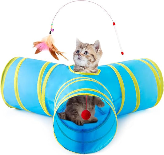 Tempcore Cat Tunnel for Indoor Cats, 3-Way Collapsible Play Tunnel by Tempcore